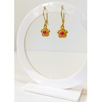 Ασημένια επίχρυσα βυζαντινά κρεμαστά σκουλαρίκια με ζιργκον (SE119)